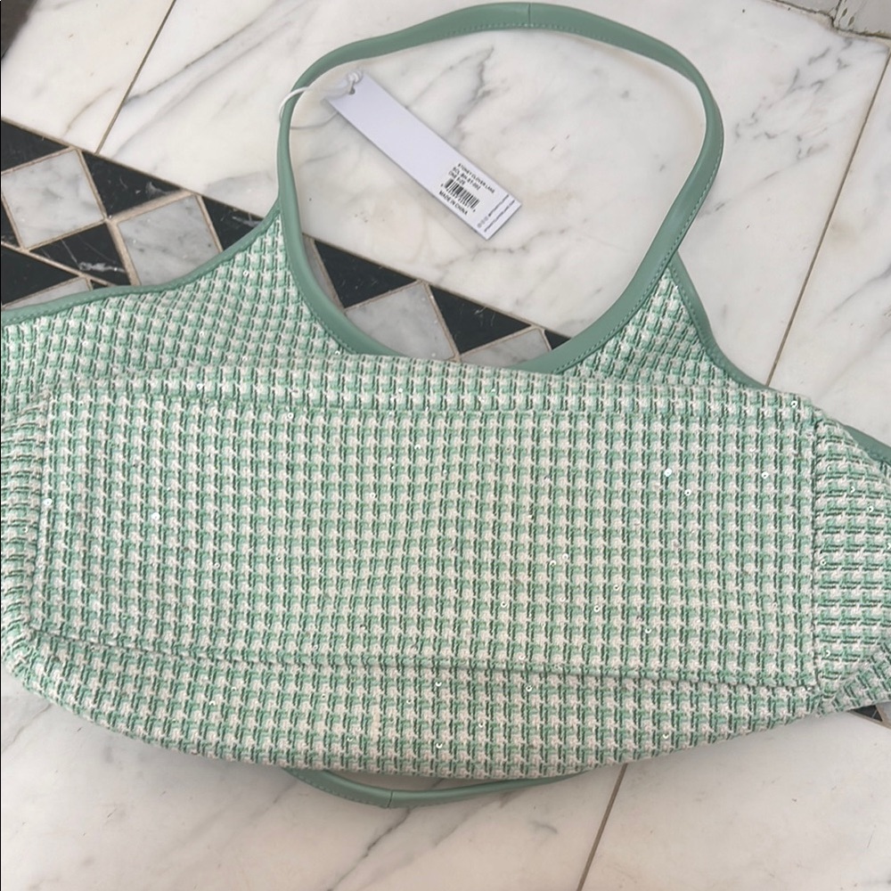 Stoney Clover Lane Scoop Tote-Tweed-Mint-Cherry on Top Collection. - Picture 9 of 9